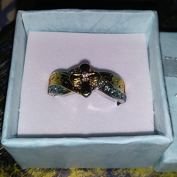 925 Sterling cross +footprint ring - Picture 5 of 10